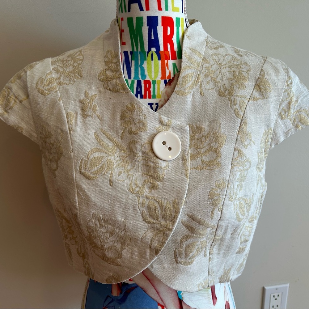 Vero Moda Cream and Gold Floral Bolero Jacket
